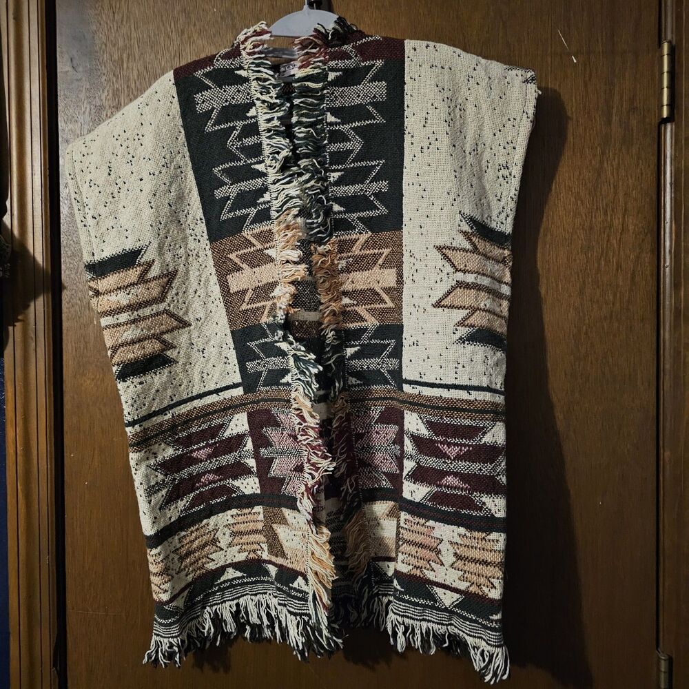 Tapestry Handmade Vintage Southwest Native American Fringe Vest Unisex XL